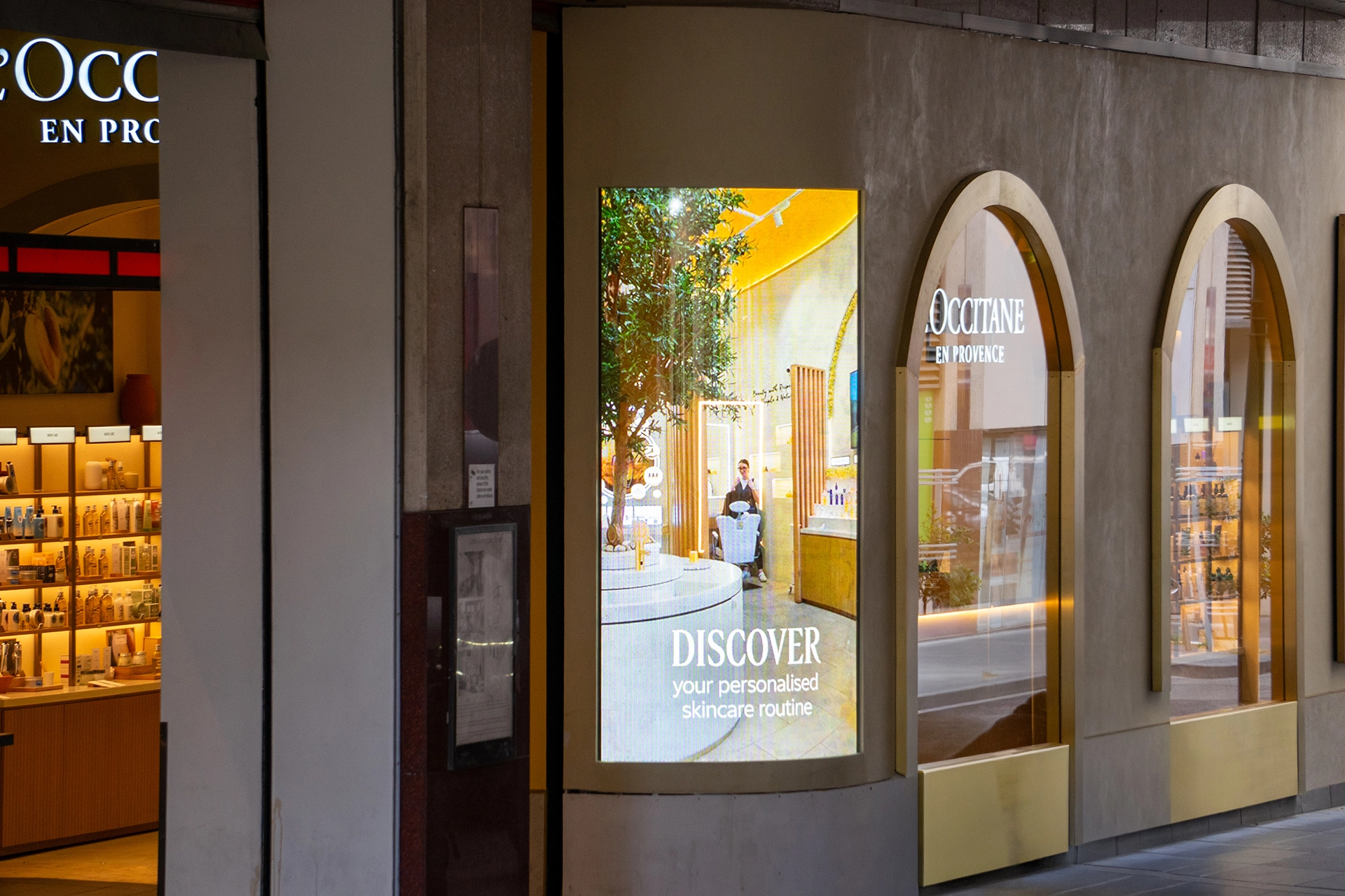 The Future of Retail: How Digital Signage Is Transforming In-Store Experiences — L'Occitane Elevates Storefront Experience with Transparent Curved installation gallery image 6 by onQ Digital Group