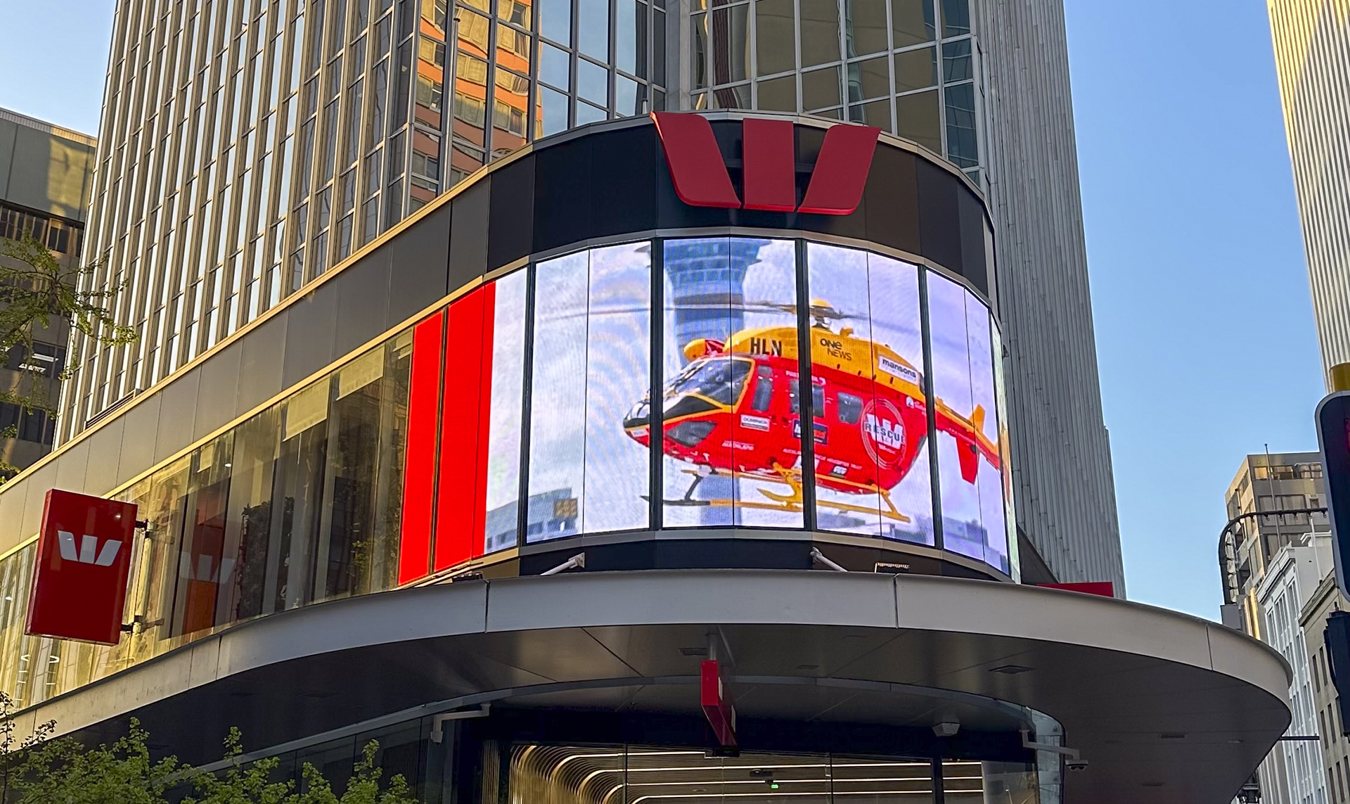 Westpac Wellington Transparent Curved LED Installation installation gallery image 4 by onQ Digital Group