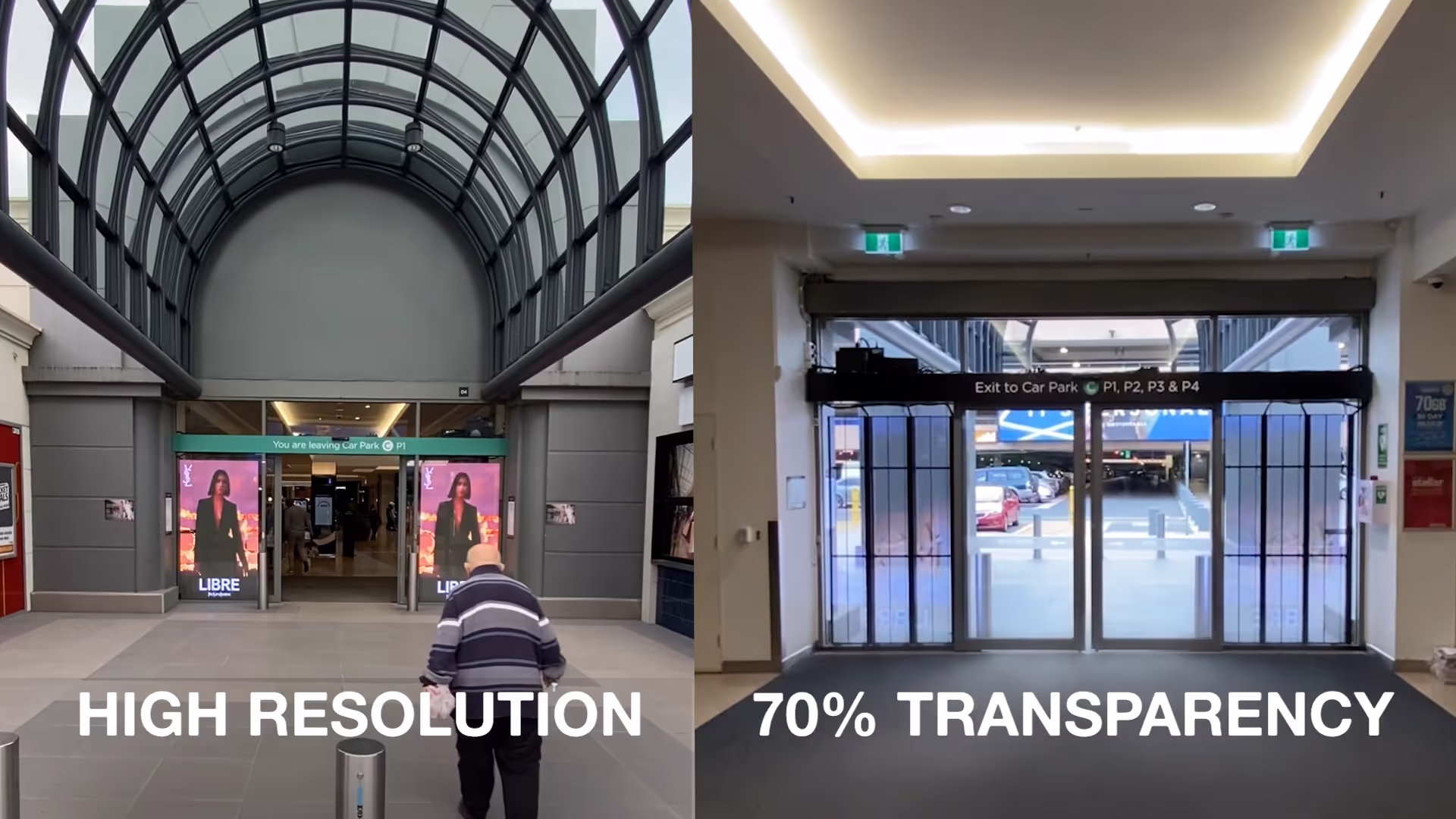 Transparent LED film applied to retail glass shopfront