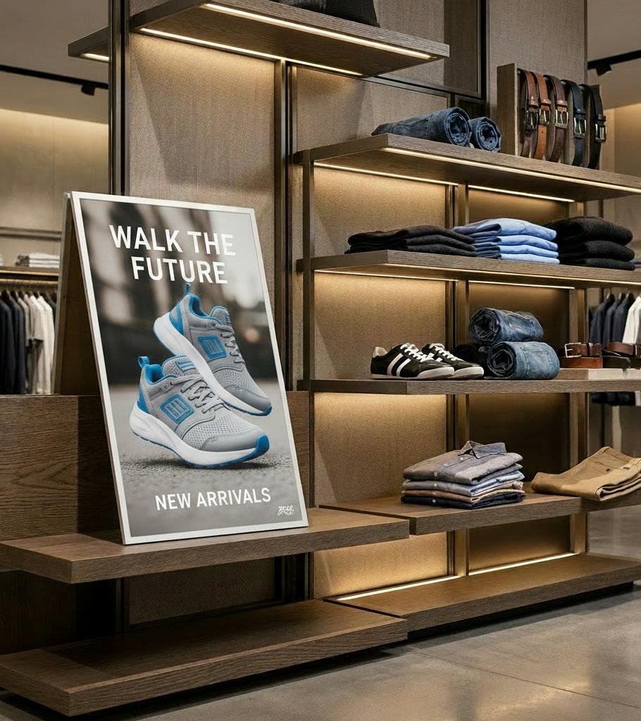 onQ ePoster displaying a promotional campaign on a retail shelf