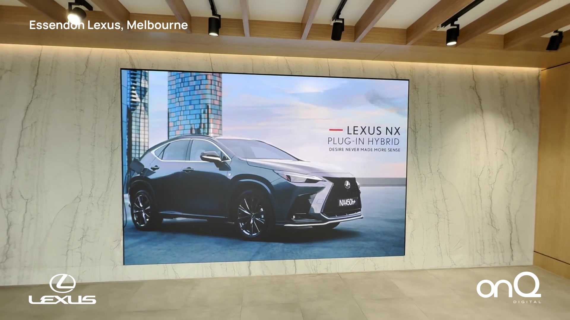 Lexus NX Plug-in Hybrid campaign on the indoor LED video wall at Essendon Lexus