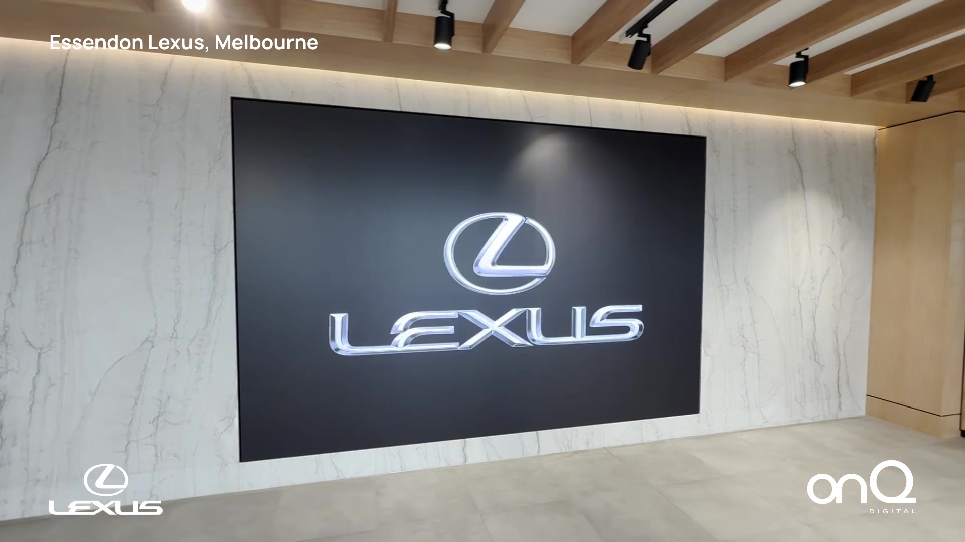 Lexus branding displayed on the flush-mounted LED wall at Essendon Lexus