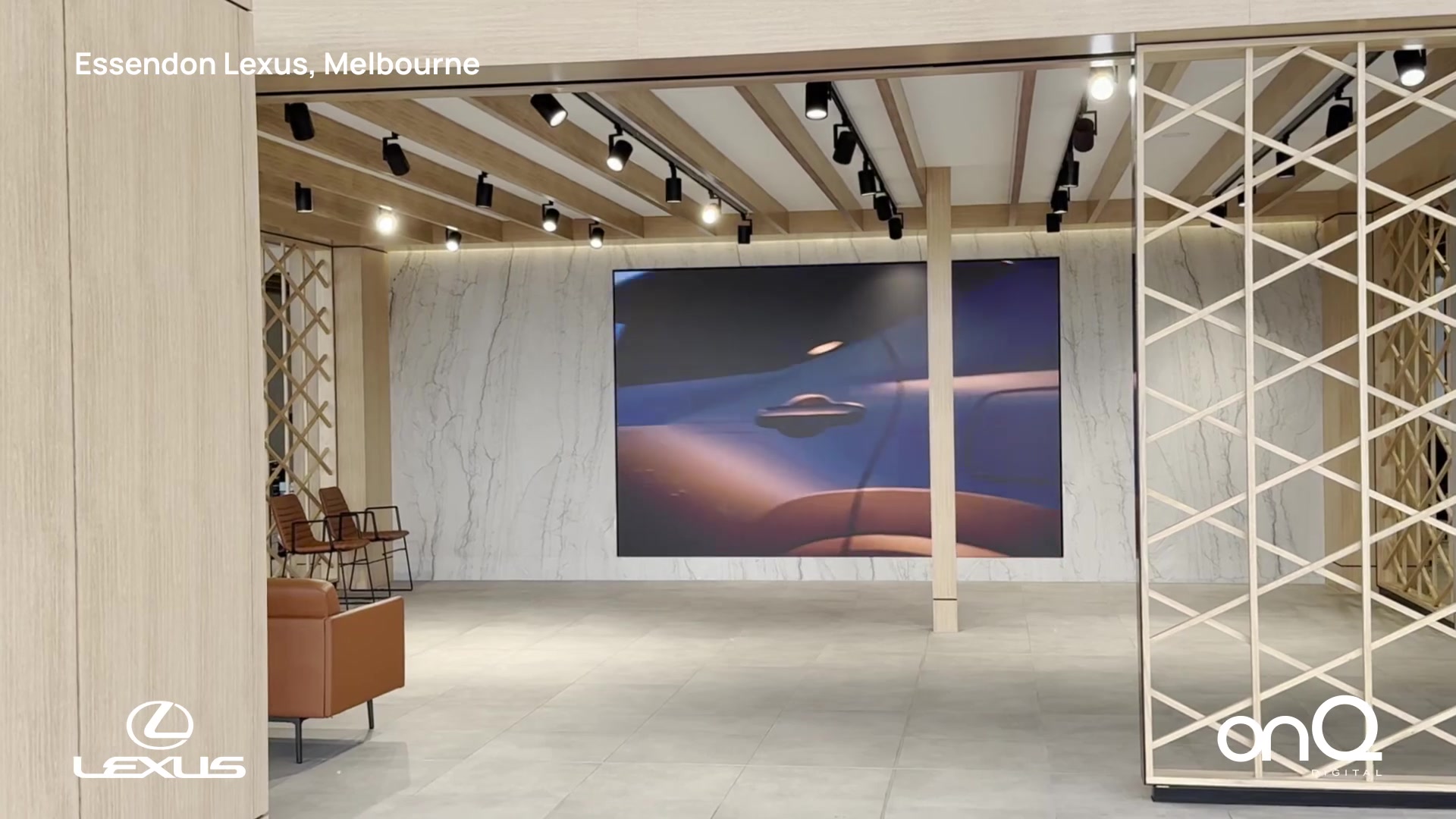Essendon Lexus premium customer lounge with integrated LED video wall