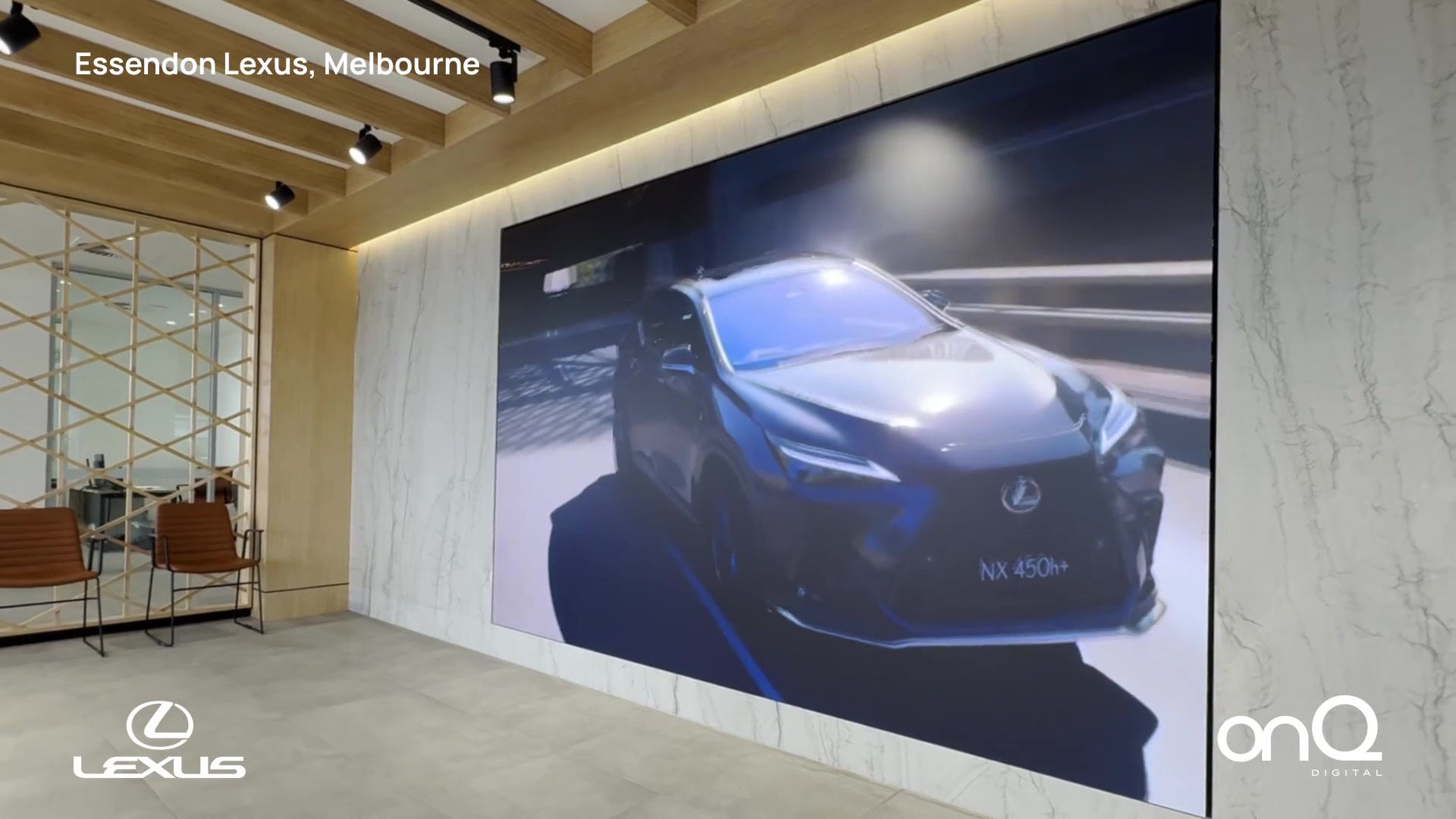 Lexus NX 450h+ content on the LED video wall at Essendon Lexus