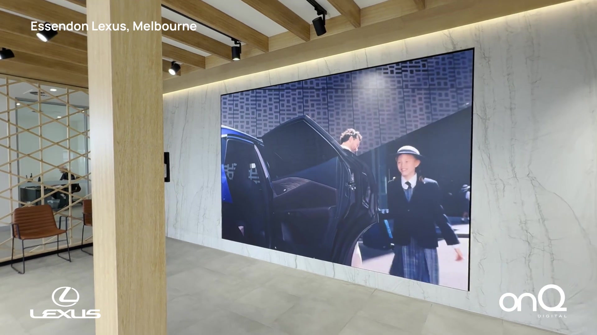 Lexus lifestyle content playing on the LED wall in the Essendon Lexus lounge