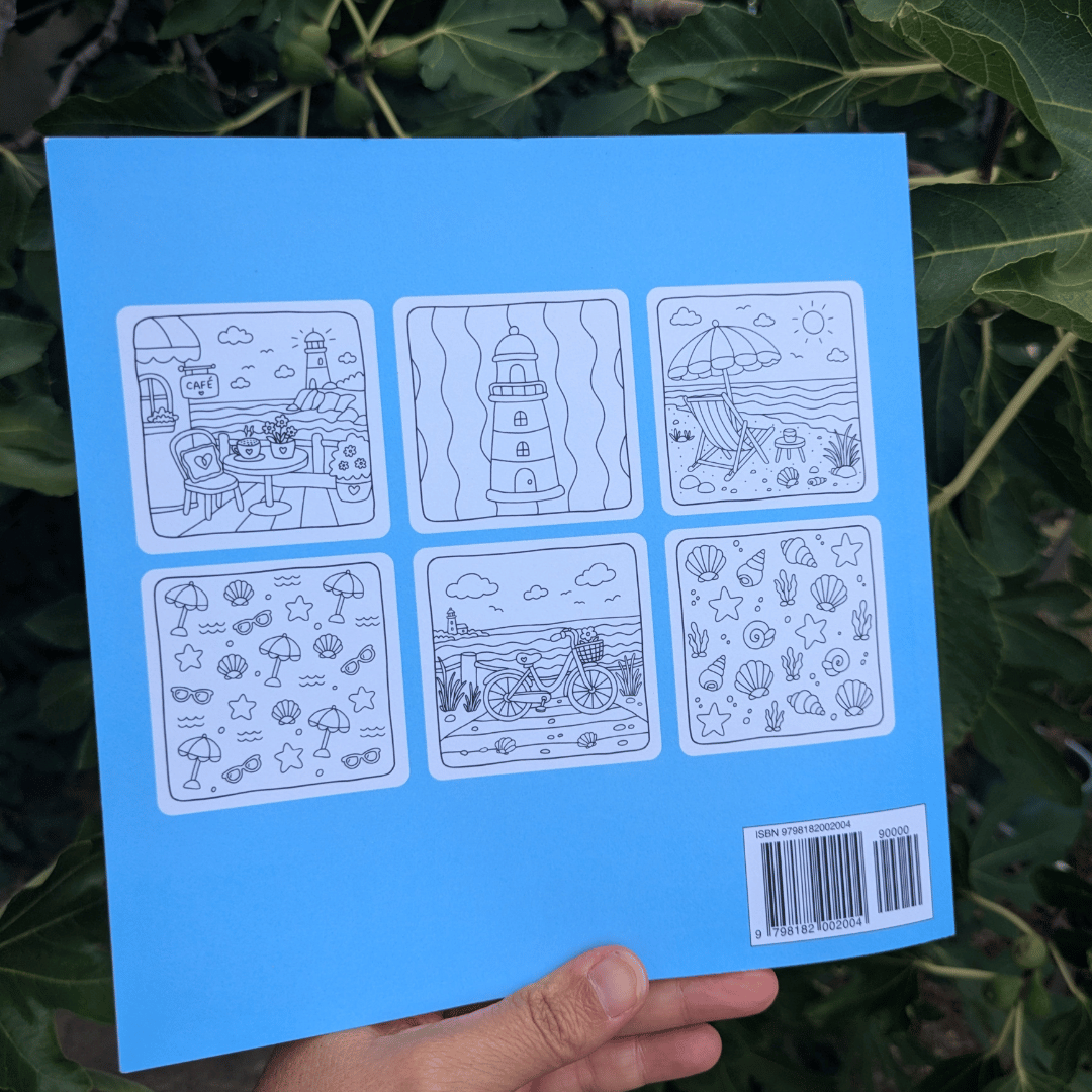Livre de coloriage Océan pour adultes avec paysages marins apaisants dessinés à la main