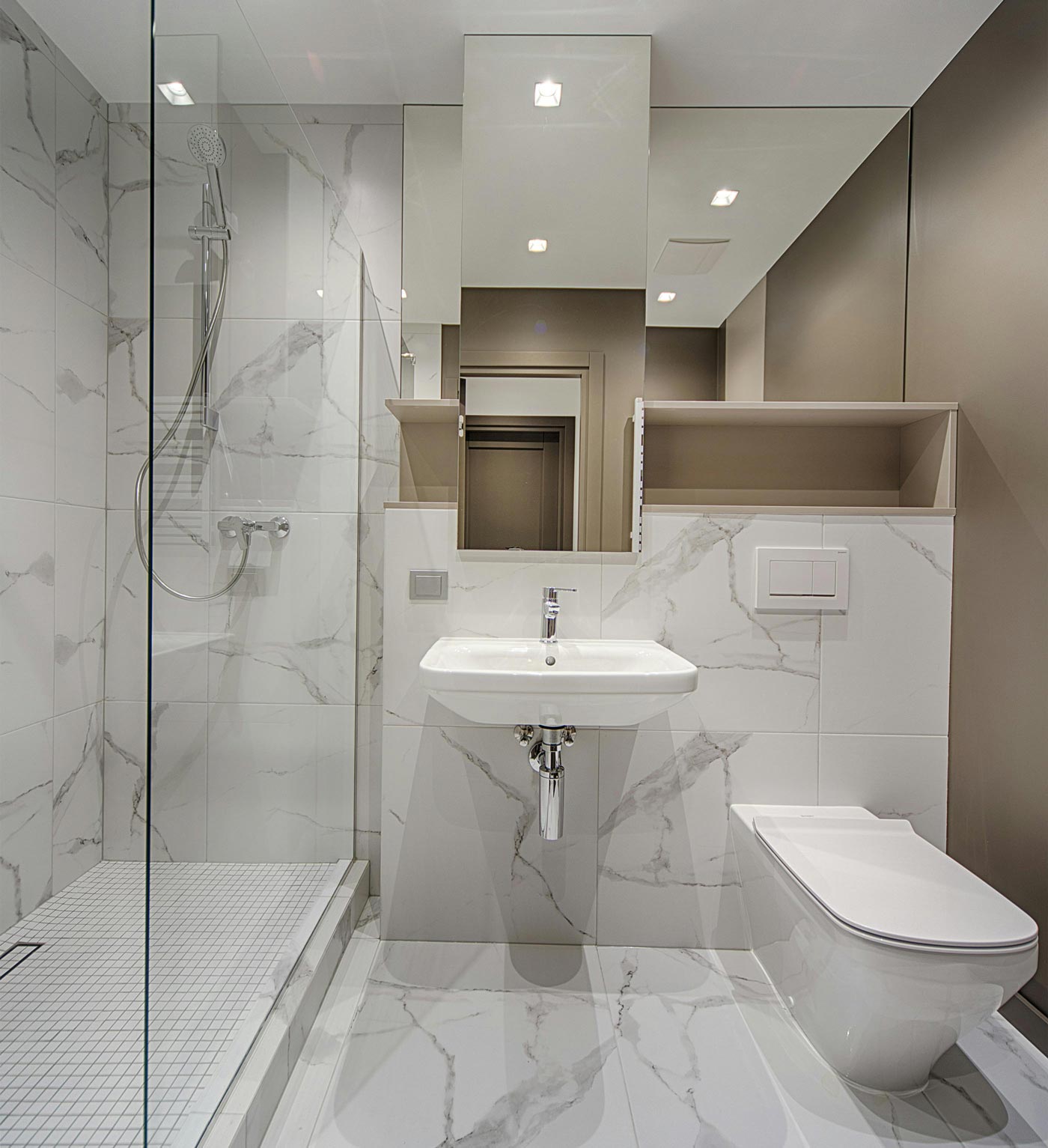 A modern white bathroom