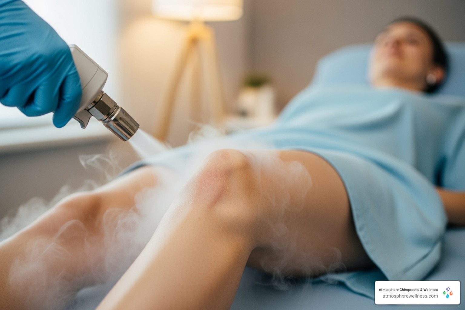 localized cryotherapy being applied to a knee - cryotherapy for pain relief