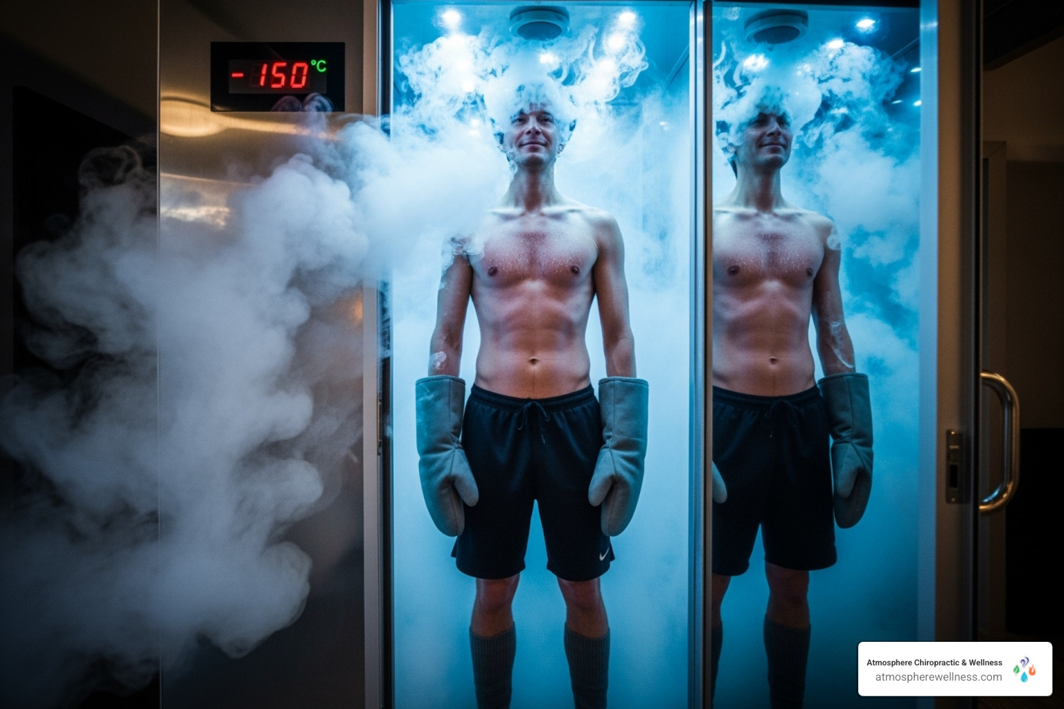 person properly dressed for a whole-body cryotherapy session (gloves, socks) - cryotherapy for pain relief