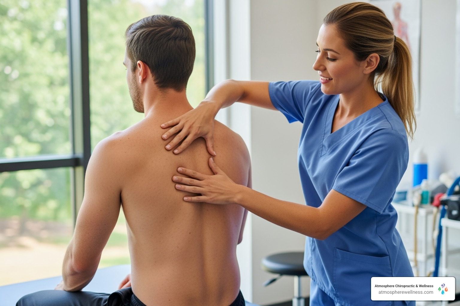 physical therapist examining a patient's back - back pain physical therapy near me