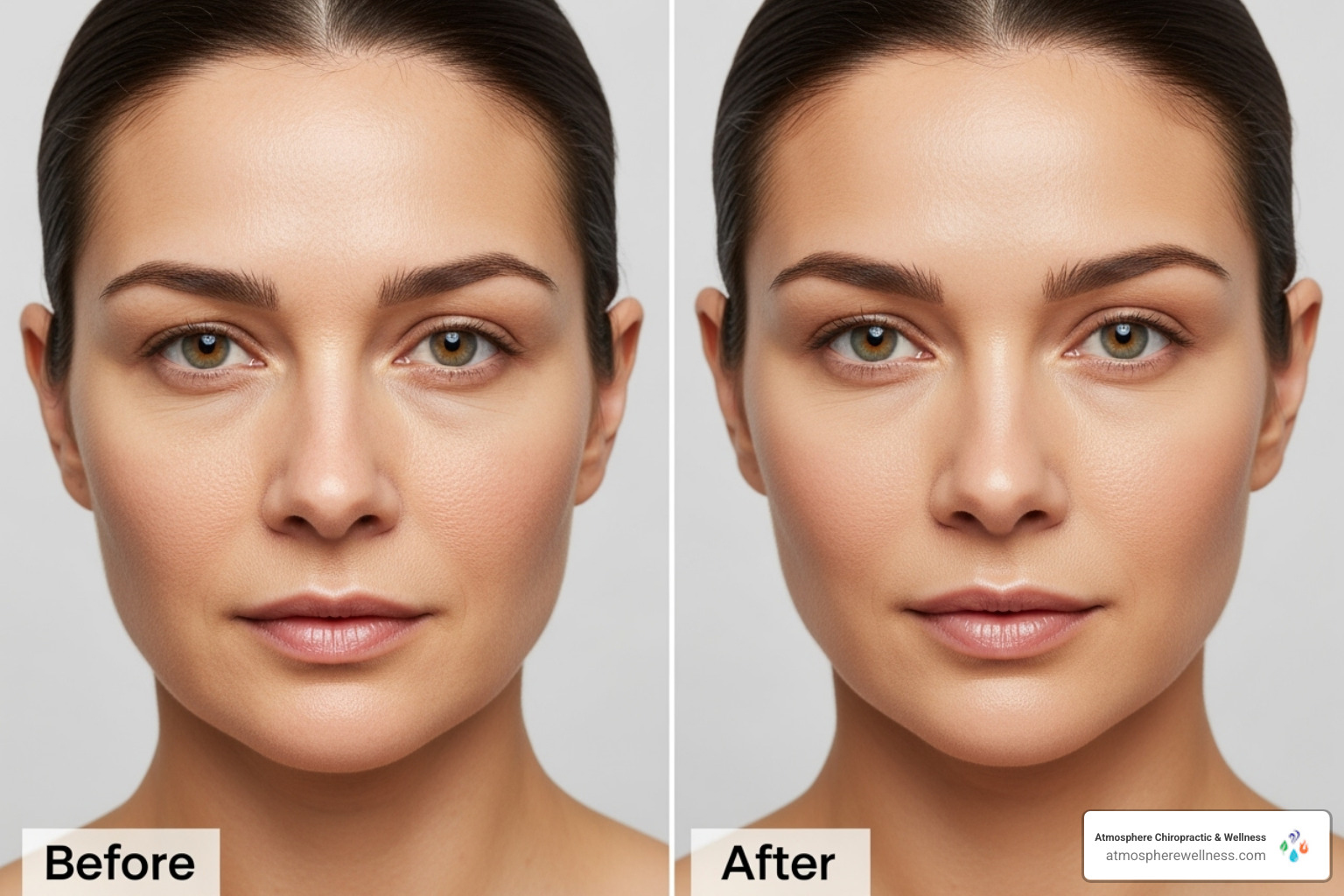 before-and-after comparison of skin texture improvement - Red light therapy benefits