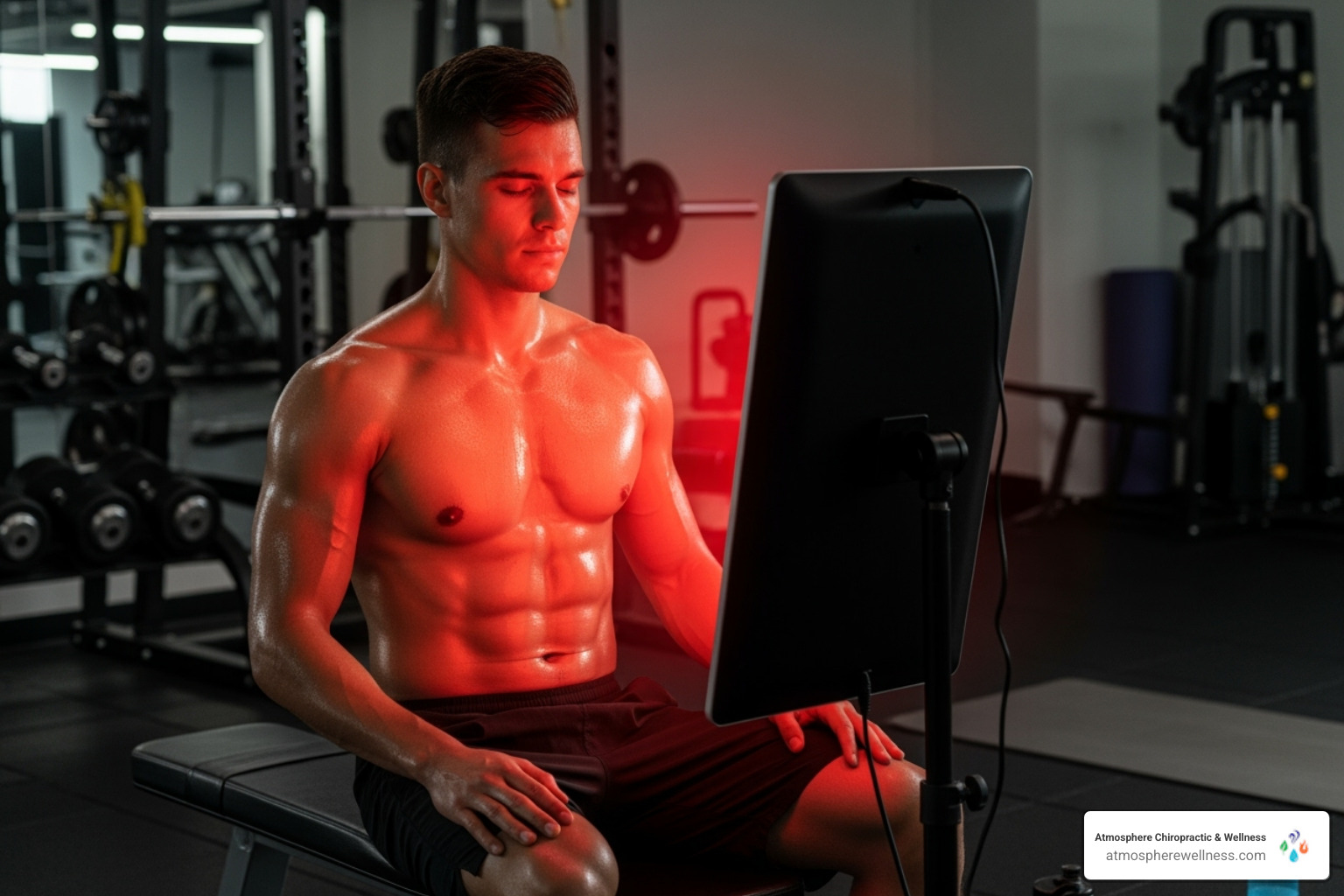 athlete using a red light panel for muscle recovery - Red light therapy benefits