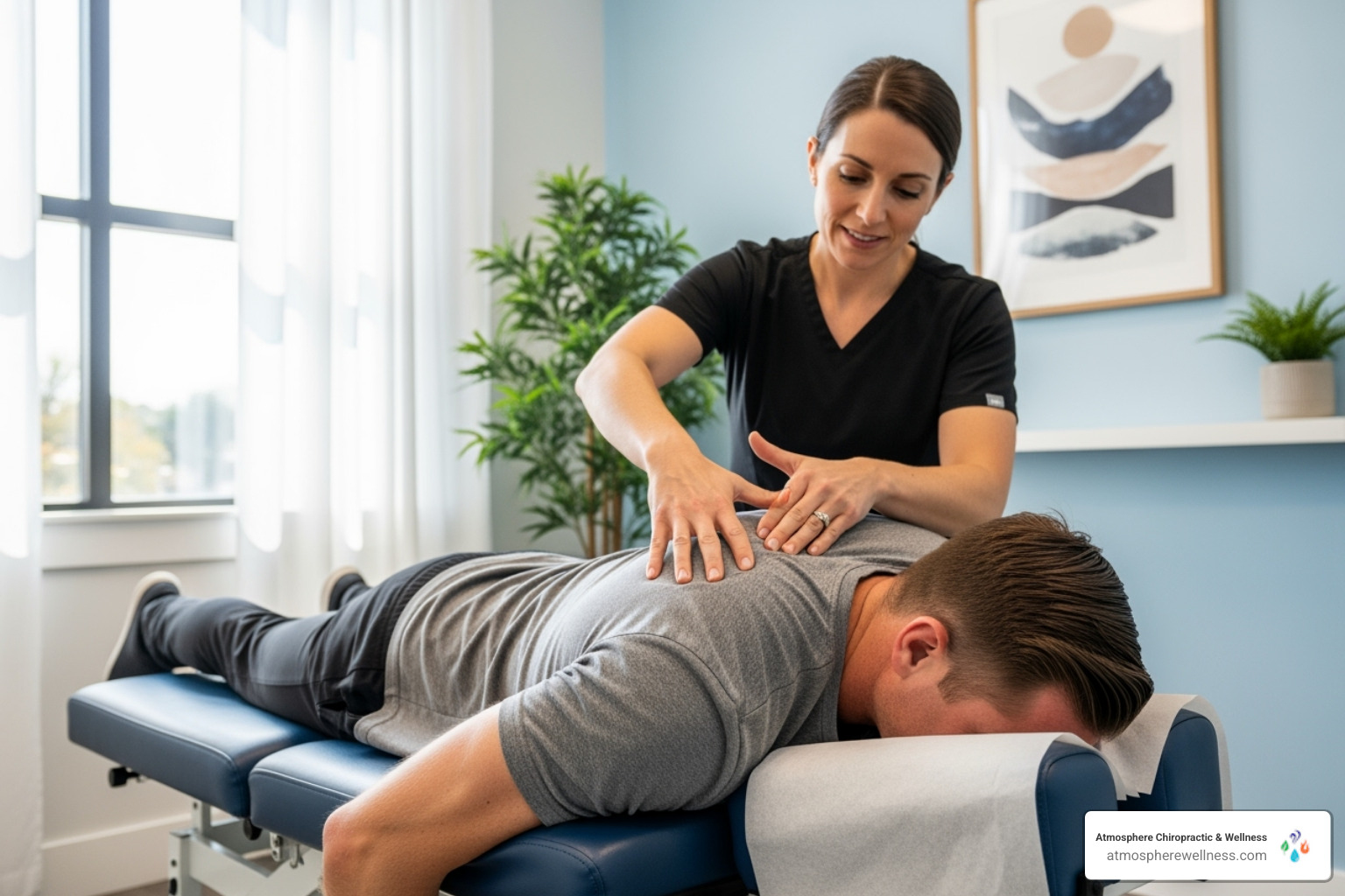 patient receiving a gentle chiropractic adjustment - back pain relief lehi
