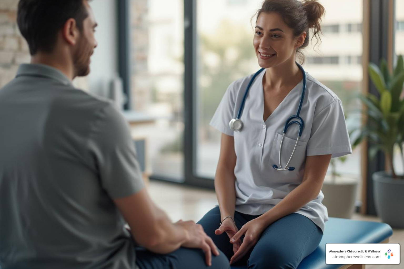 physical therapist consulting with patient - hip pain physical therapy services lehi ut