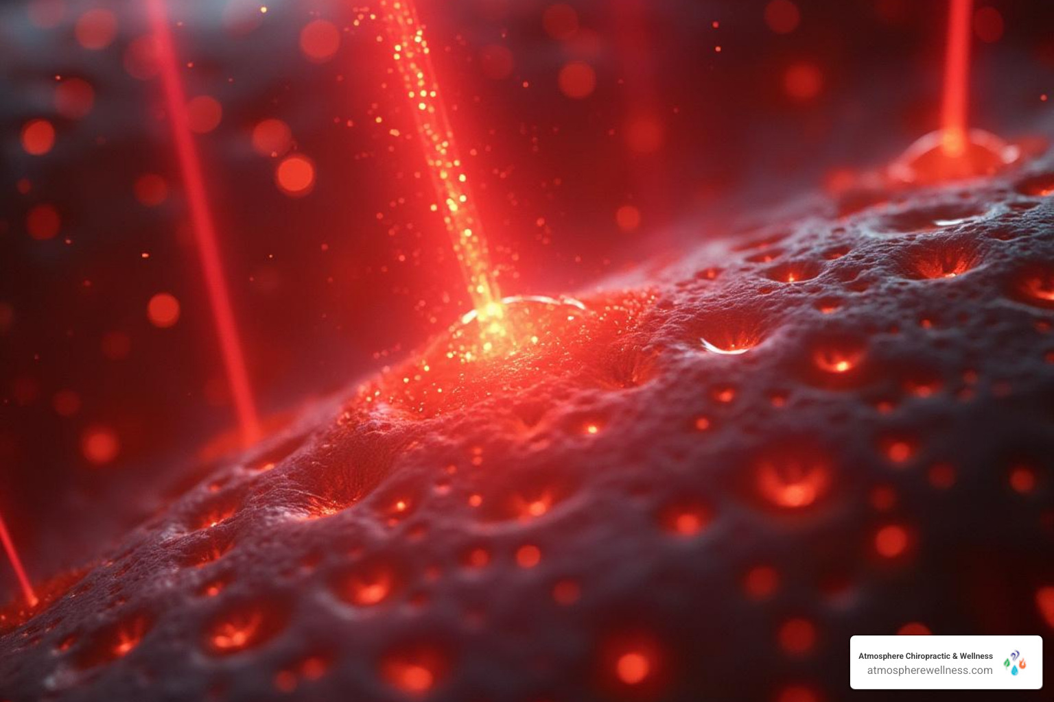 light penetrating skin cells and energizing mitochondria - how does red light therapy help with pain relief