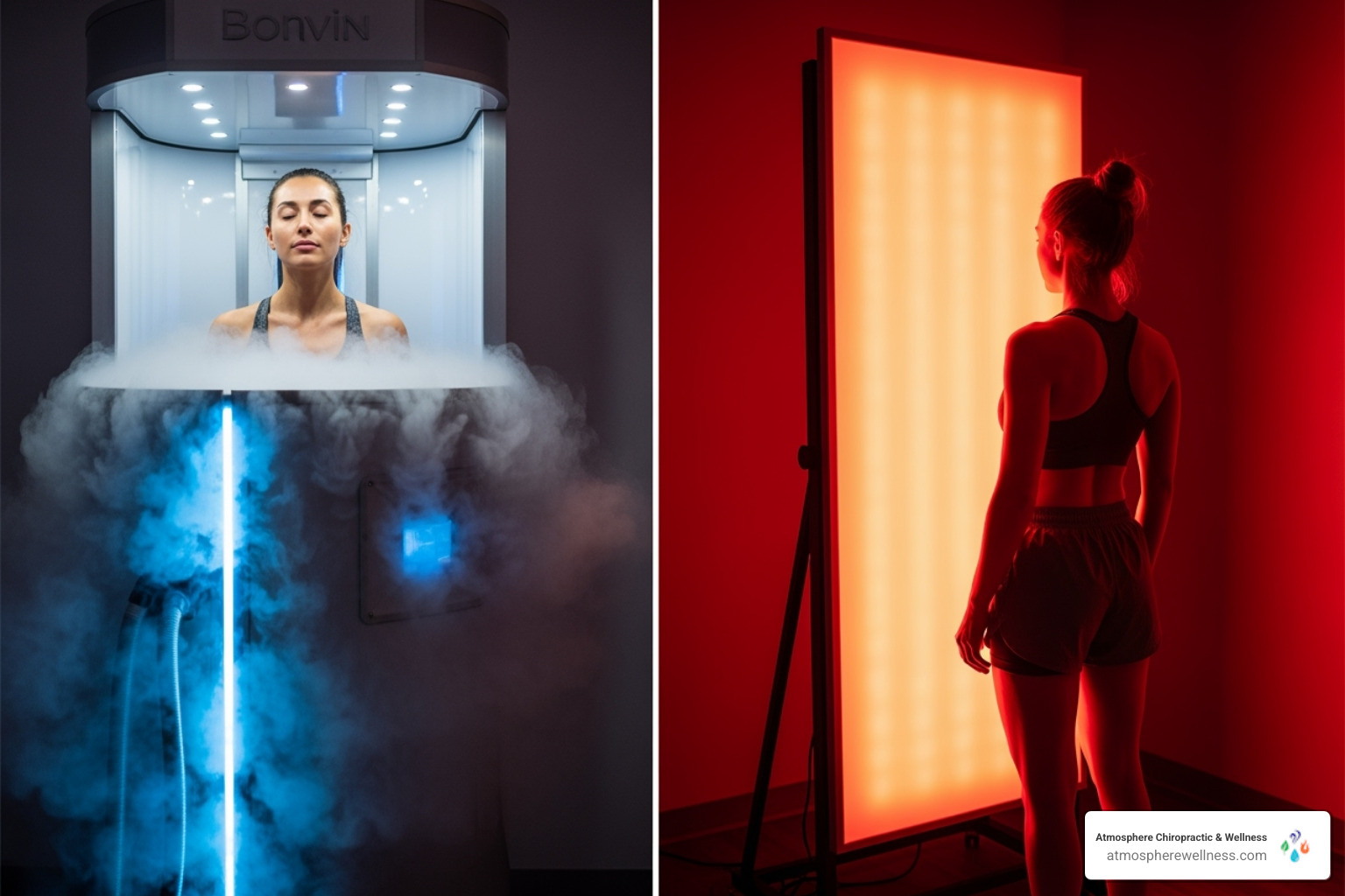 Person using a cryotherapy or red light therapy machine - wellness clinic lehi