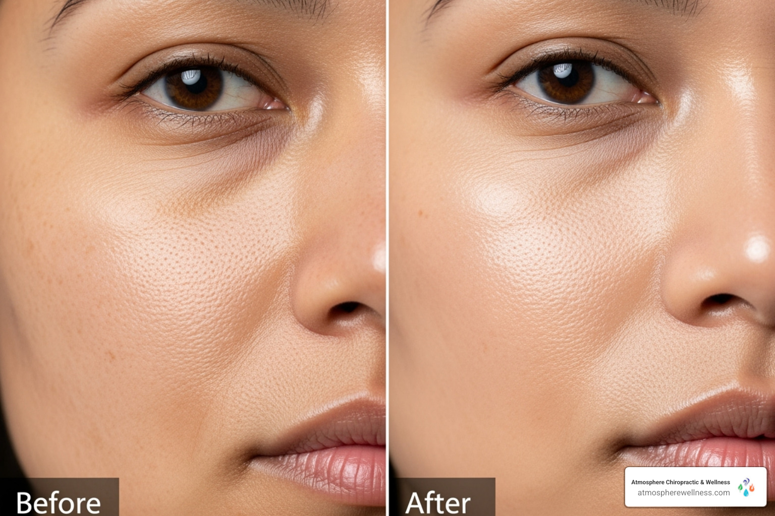 before-and-after results for skin texture - red light therapy benefits