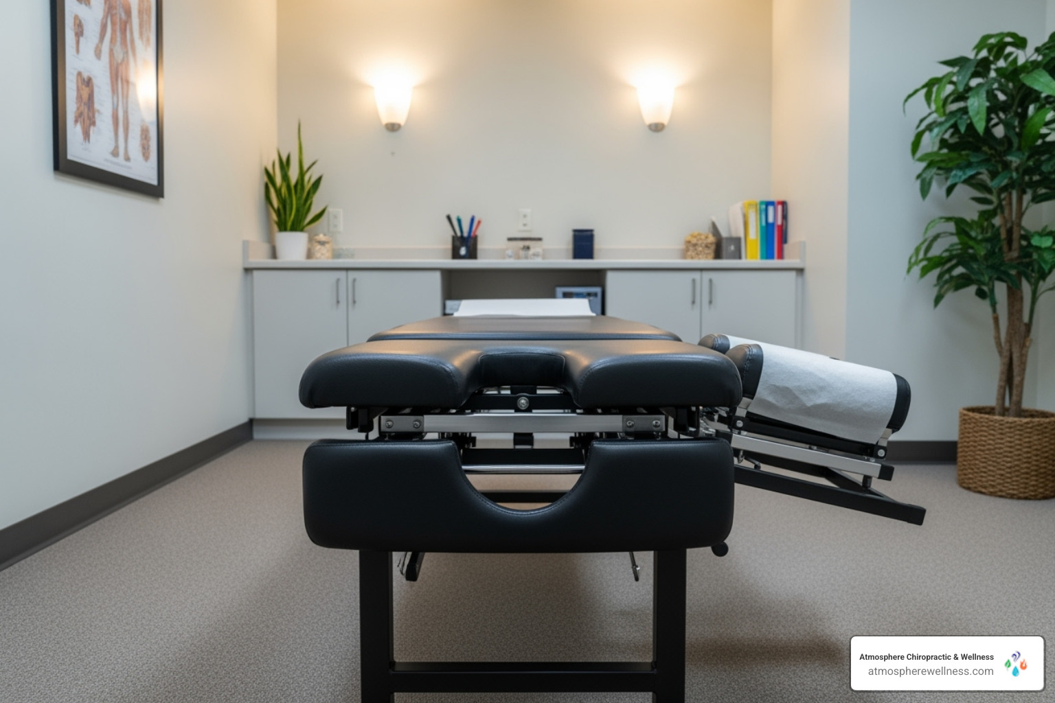 a specialized chiropractic table with a drop-away section for a pregnant belly - prenatal chiropractic care