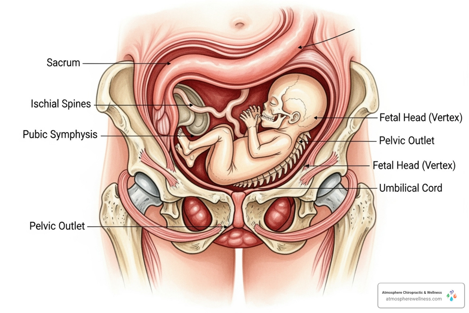 illustrating the concept of a balanced pelvis for optimal fetal positioning - prenatal chiropractic care