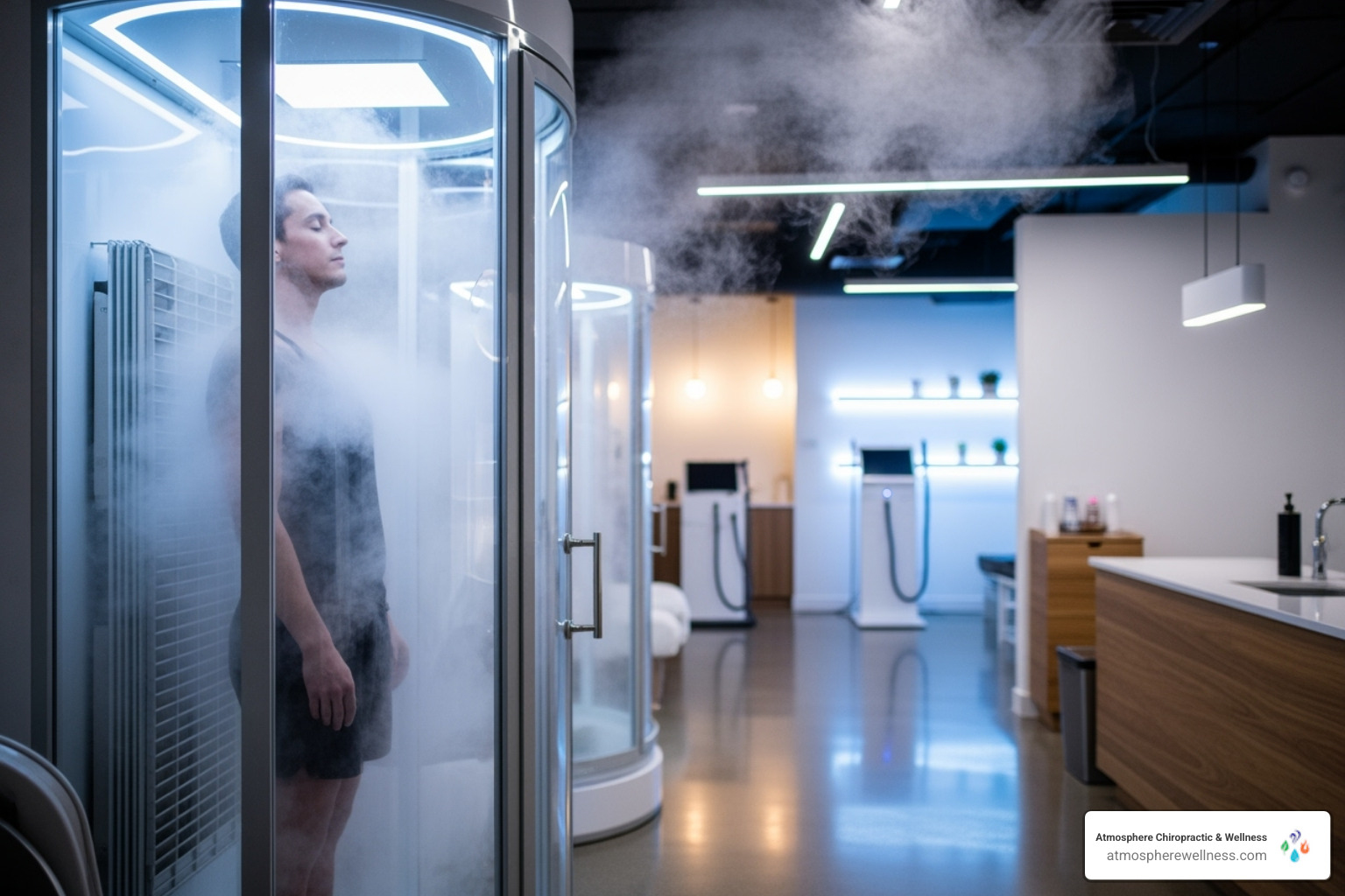 A patient undergoing cryotherapy in a modern clinic setting, emphasizing pain relief and recovery - lehi sports medicine