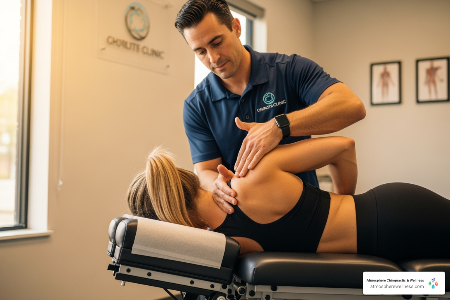 athlete receiving treatment on their shoulder - chiropractic care lehi
