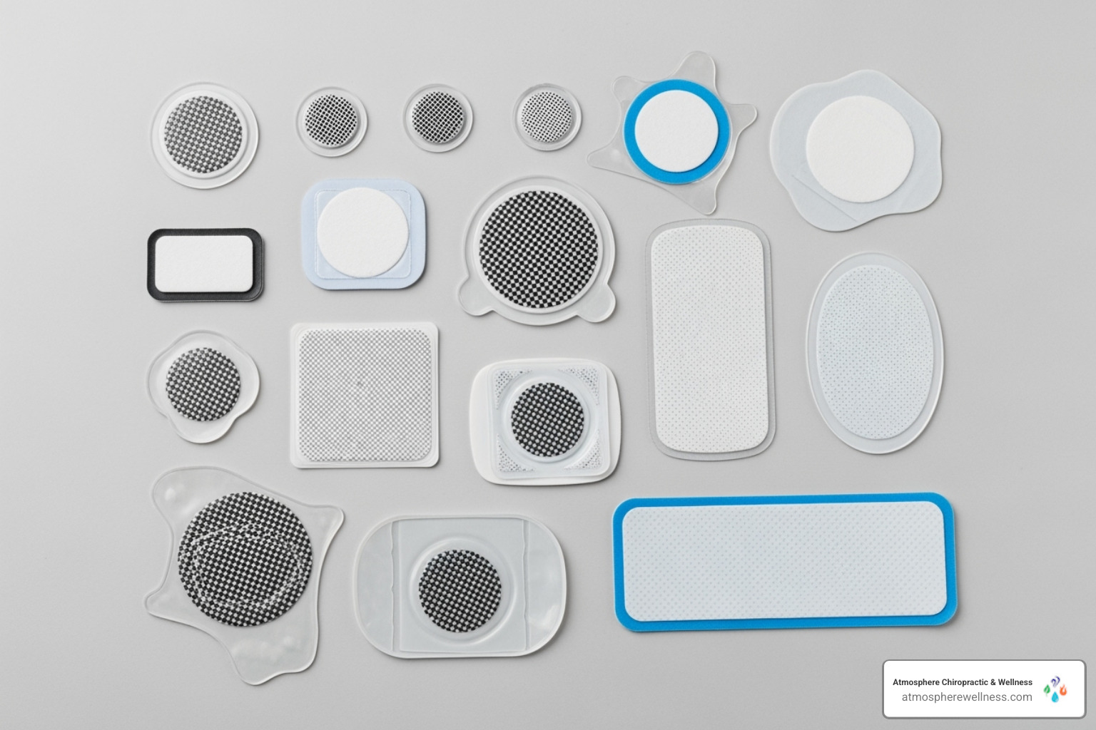 Image showing different types and sizes of electrode pads - tens machine