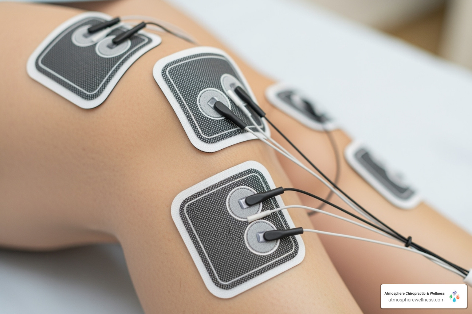Image of electrode pads placed for knee arthritis pain - tens machine
