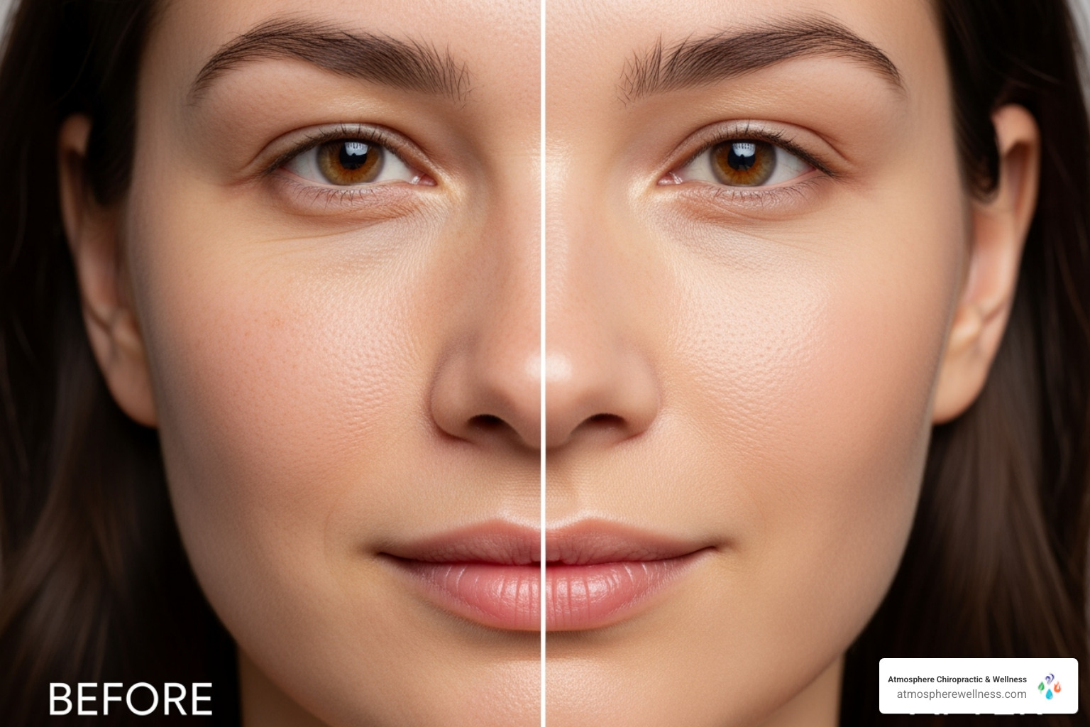 before and after results for skin texture improvement - red light skin therapy
