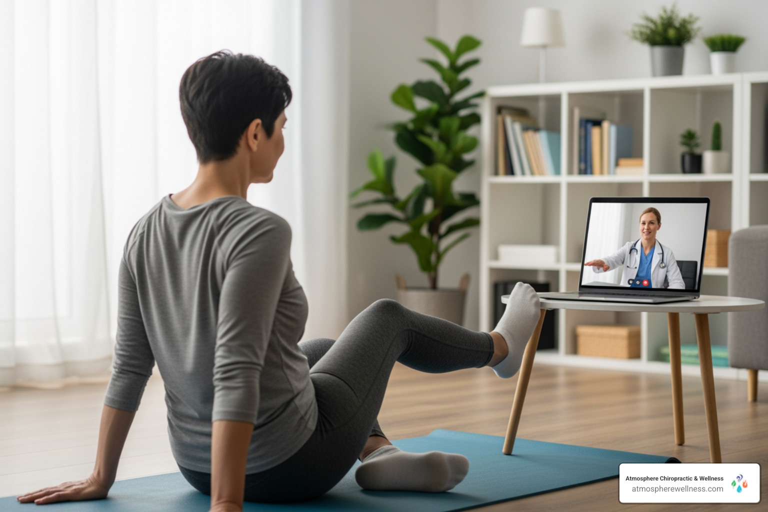 patient having virtual physical therapy session on laptop - physical therapy utah