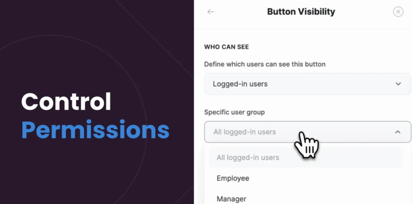 Настройка разрешений и ролей пользователей в no-code приложении - интерфейс управления доступом