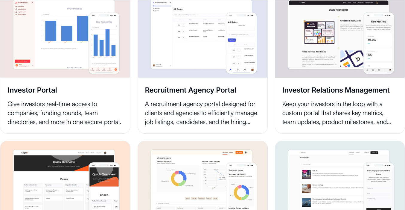 Примеры no-code порталов: инвесторский портал, портал рекрутингового агентства и система управления отношениями с инвесторами