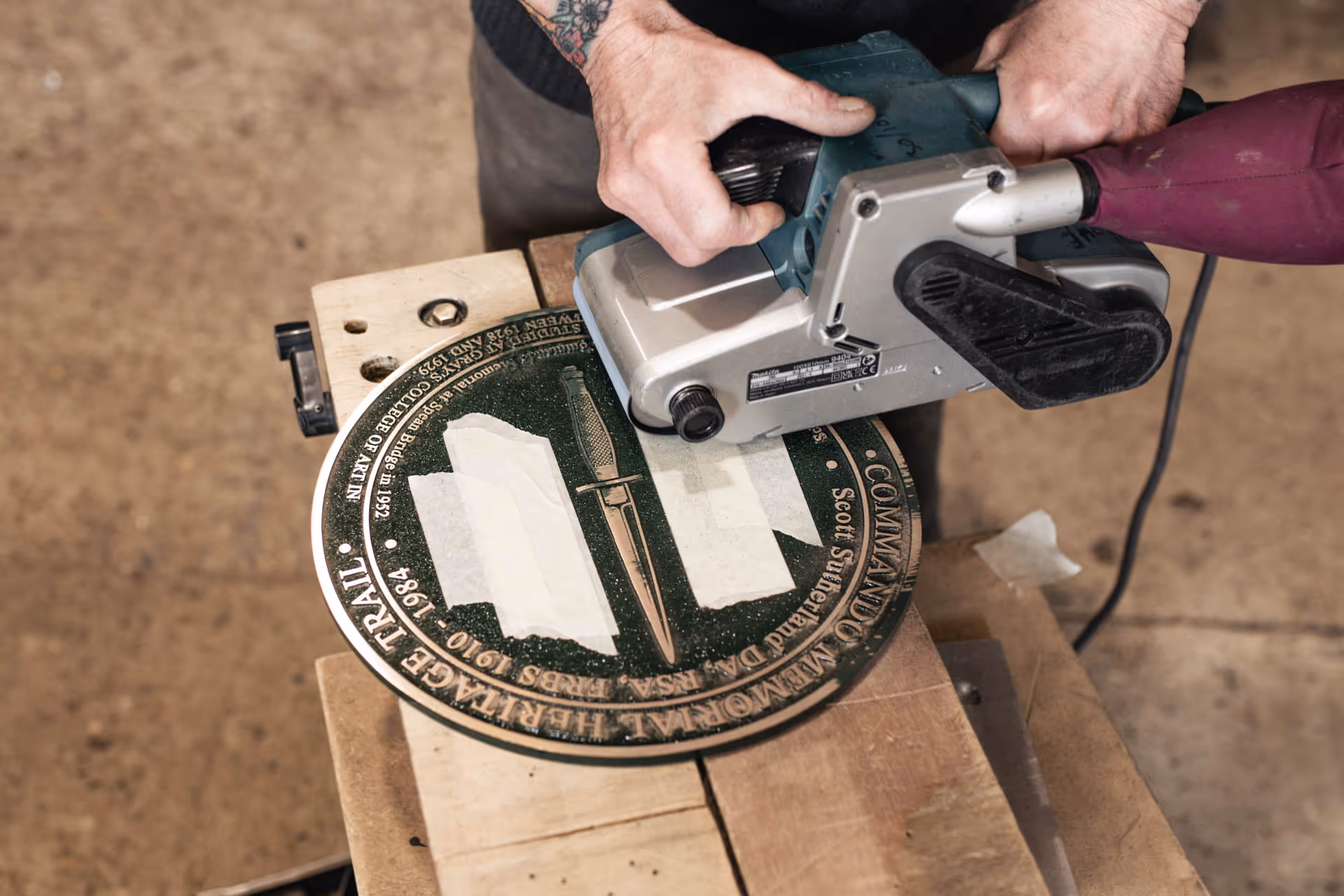 Bronze signage manufacturing.
