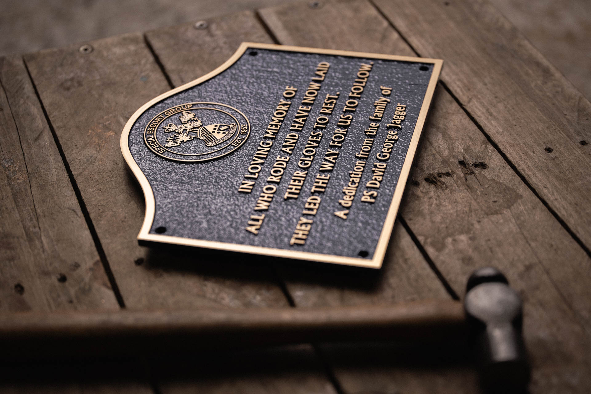 Handcrafted bronze remembrance plaque, thoughtfully designed to honor and commemorate loved ones. Expertly made by Anglia Sign Casting for memorials and tributes.