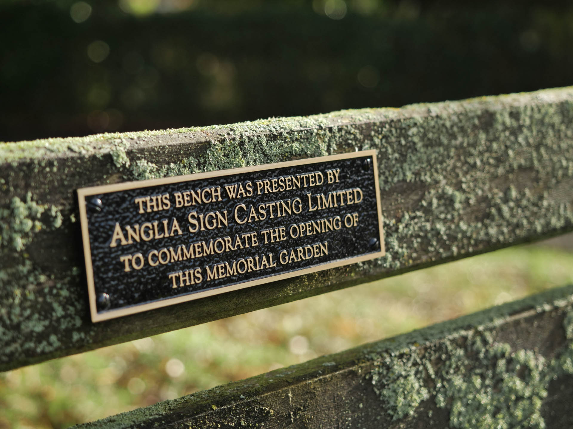 High-quality cast bronze and aluminium bench plaques with raised lettering and customisable painted background finishes. Designed for durability in all weather conditions, these bespoke plaques provide a lasting tribute for memorials, dedications, and commemorations. Perfect for benches in parks, gardens, and public spaces, with a range of styles and finishes to suit any setting.
