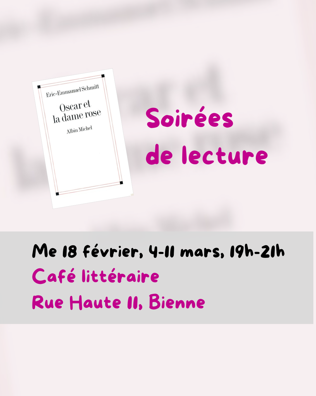 Soirée littéraires Oscaor et la dame rose - presse