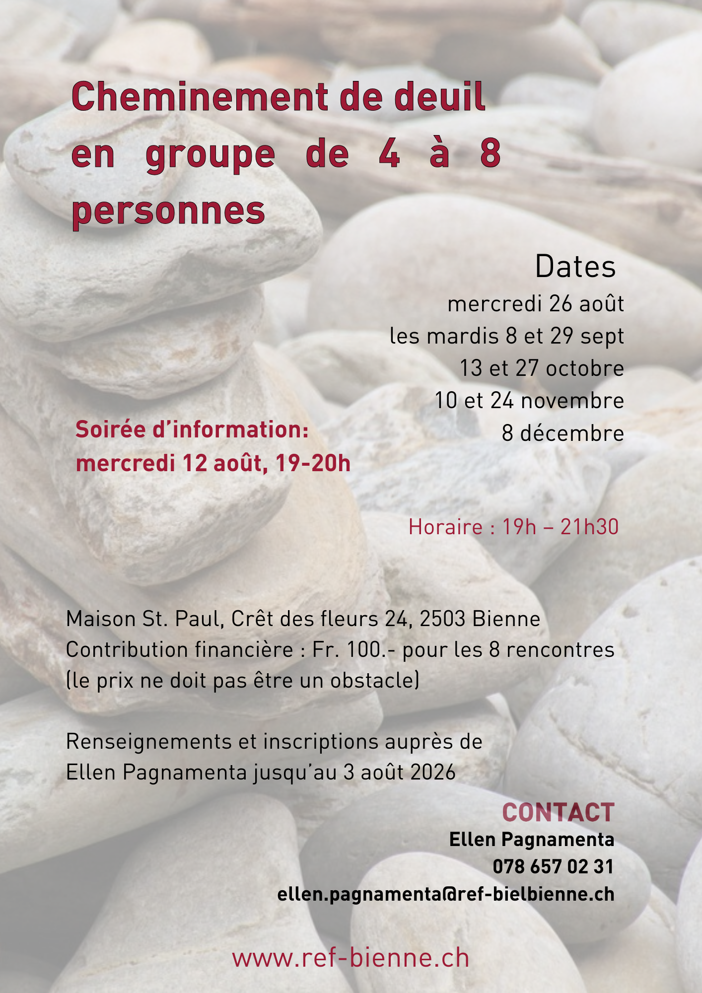 Cheminement de deuil en groupe à Bienne été - automne 2026