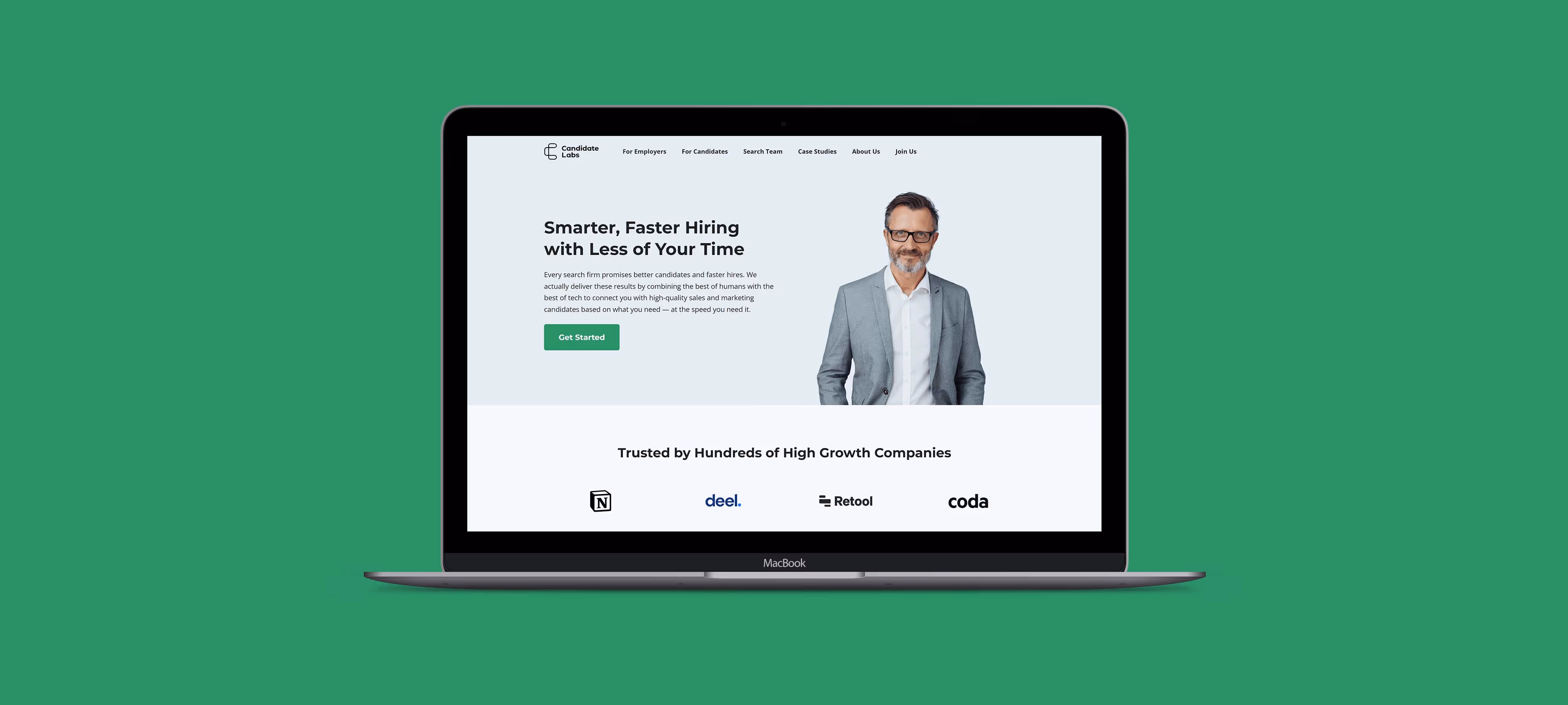 Candidate Labs was looking to create a talent agency built as a tech company, combining top sales recruiting talent with advanced technology to provide consistently unbeatable results. They were getting ready to come out of stealth, and they needed a logo and a website for their official launch that would show the world they meant business.