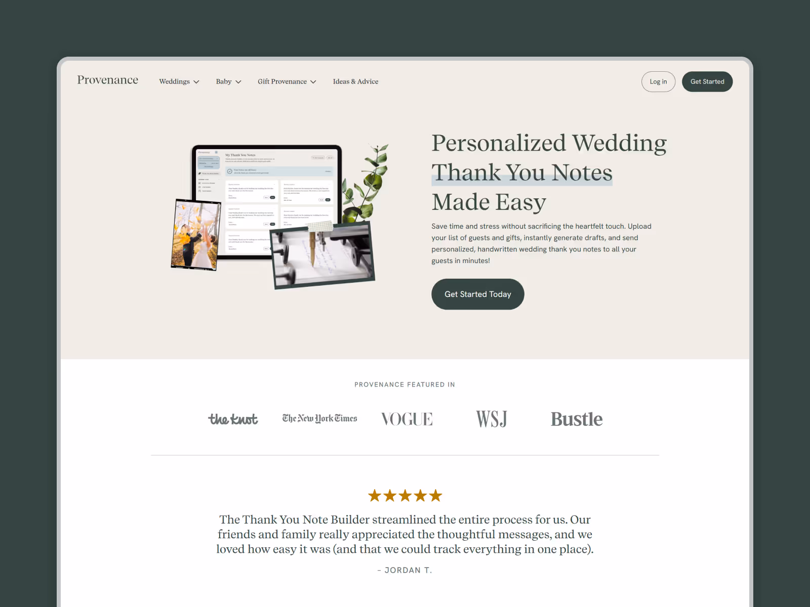 Thank you note writing tool