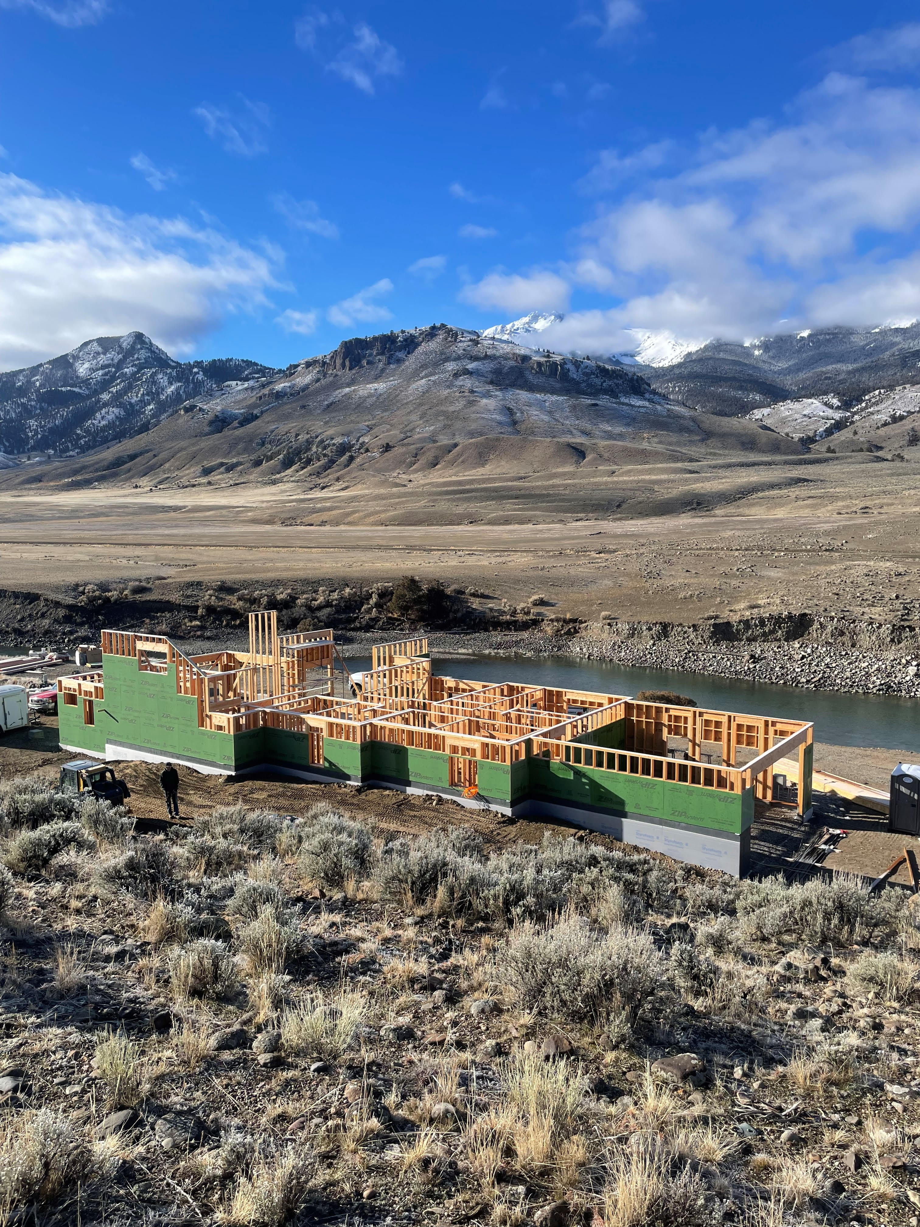 A Custom Home being built on the Yellowstone River