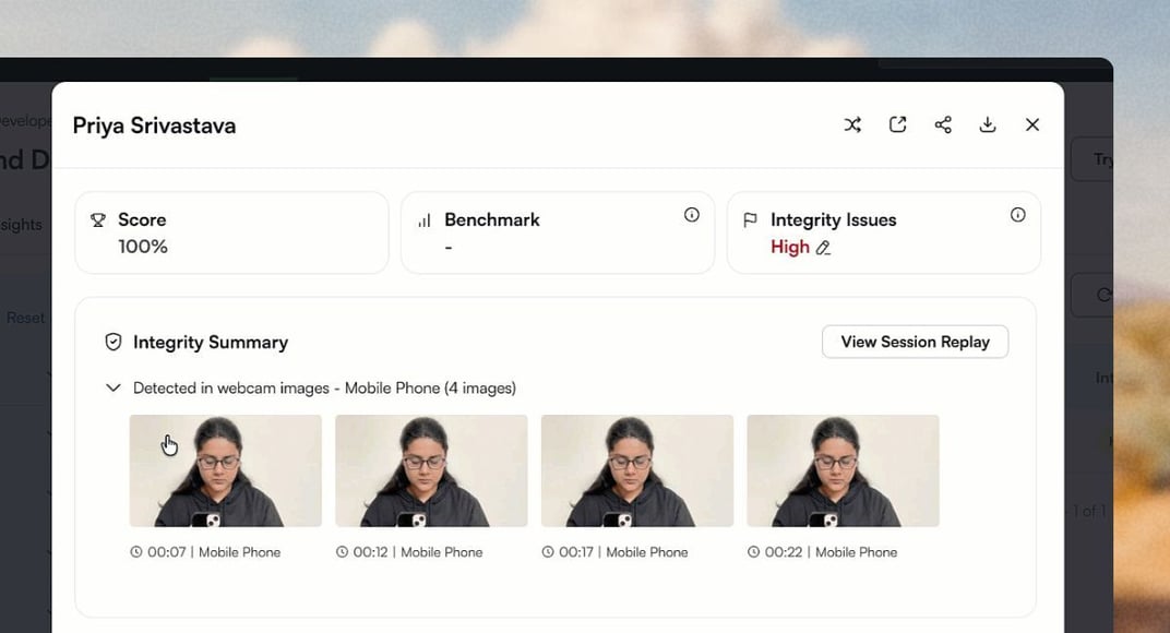 Object Detection flags mobile phones in the webcam feed