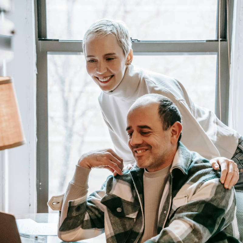 Woman with a disabled man