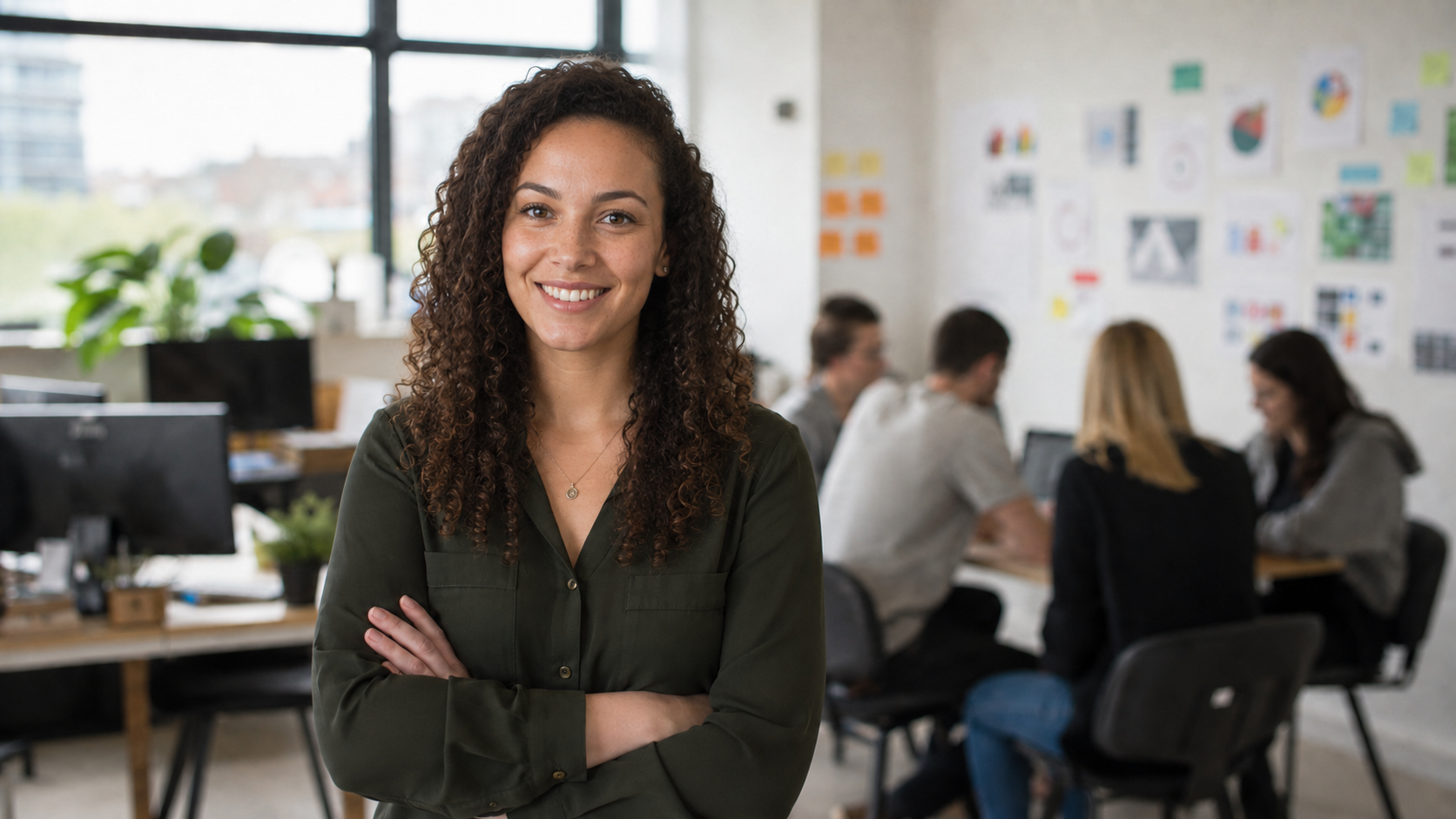 A digital marketer in a collaborative office representing business and professional careers