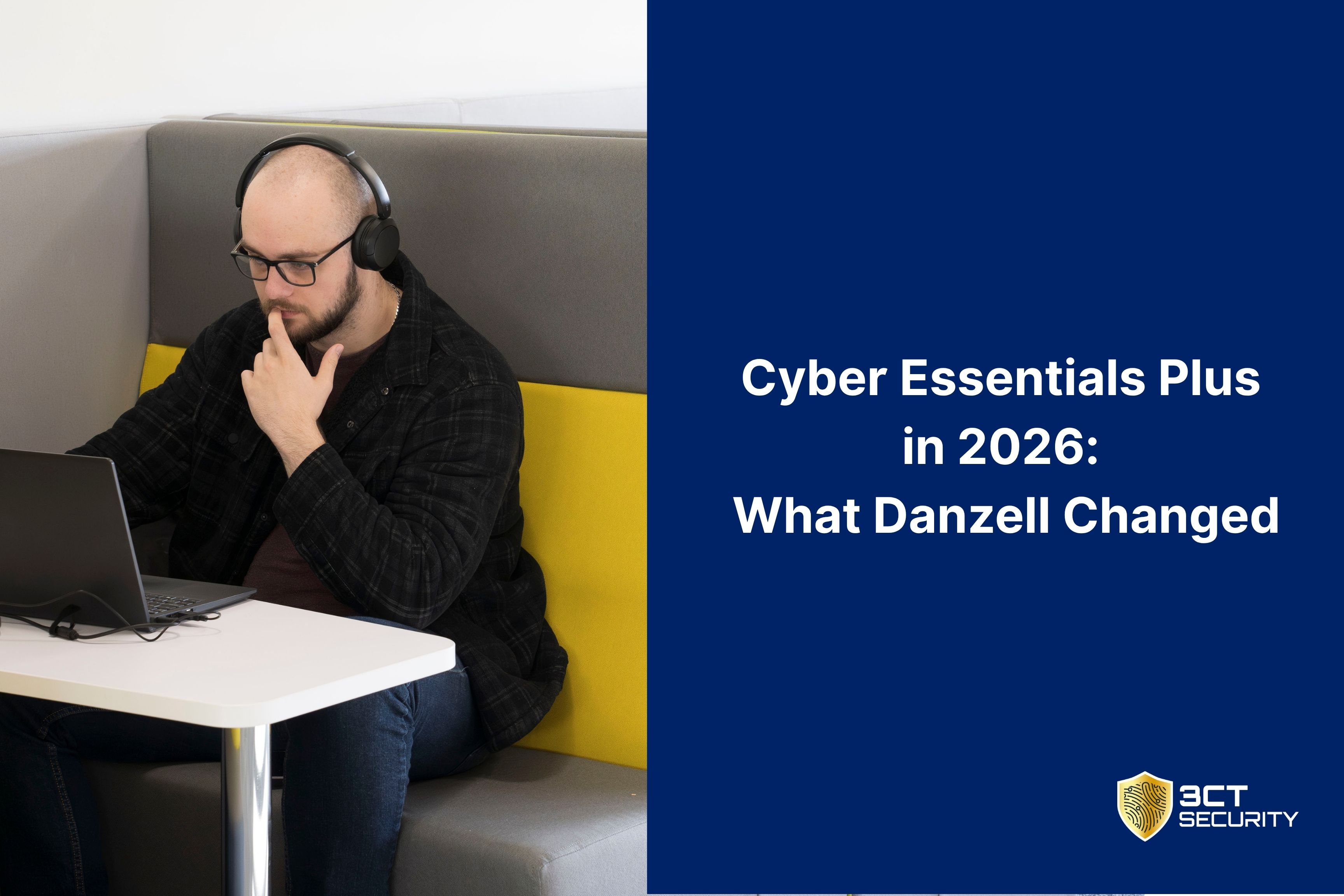 Cyber Essentials Plus 2026 guide highlighting Danzell updates, including stricter patching requirements, mandatory multi-factor authentication (MFA), accurate scoping, and the new double-sampling retest process
