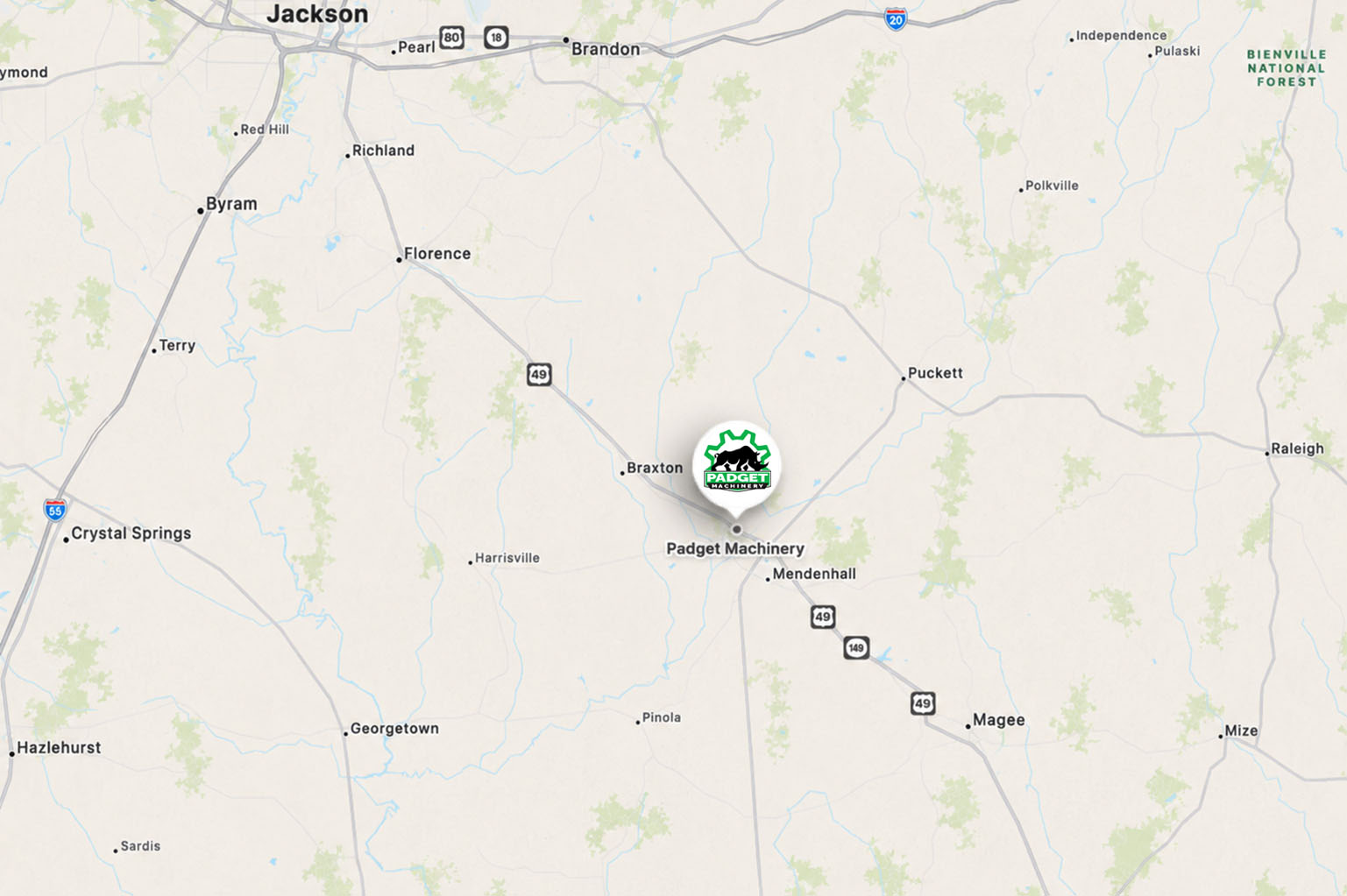 Padget Machinery Location in Mendenhall MS
