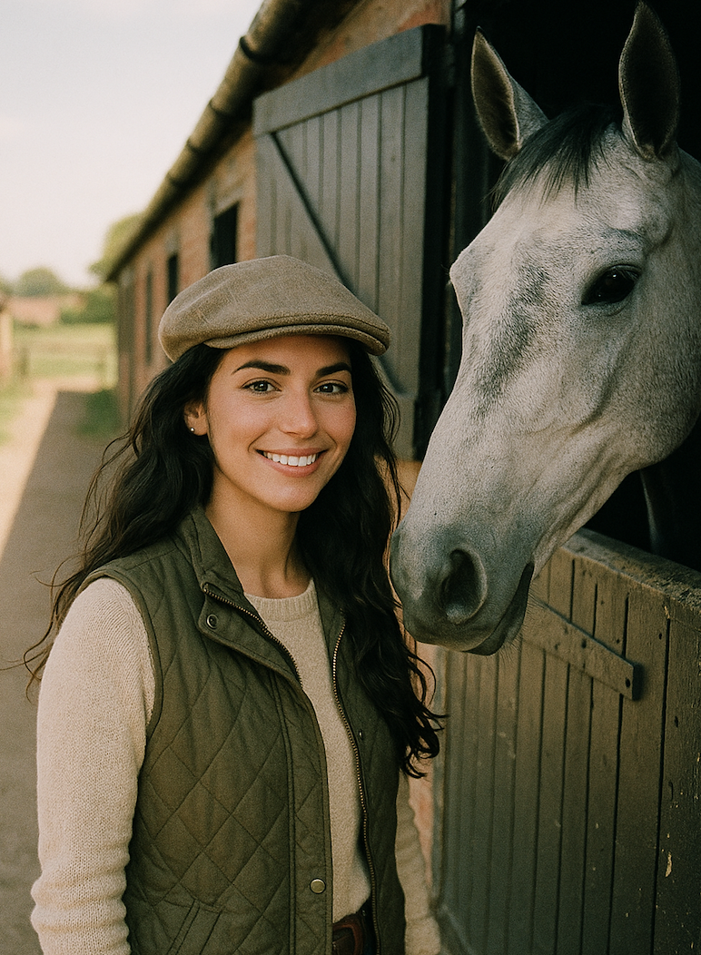 Equine Freelancer with grey horse at the yard 