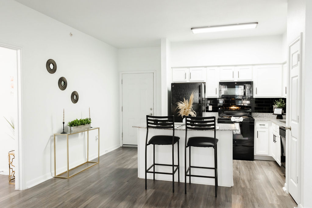 View from living room to kitchen 