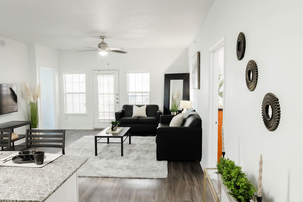View of living room from kitchen
