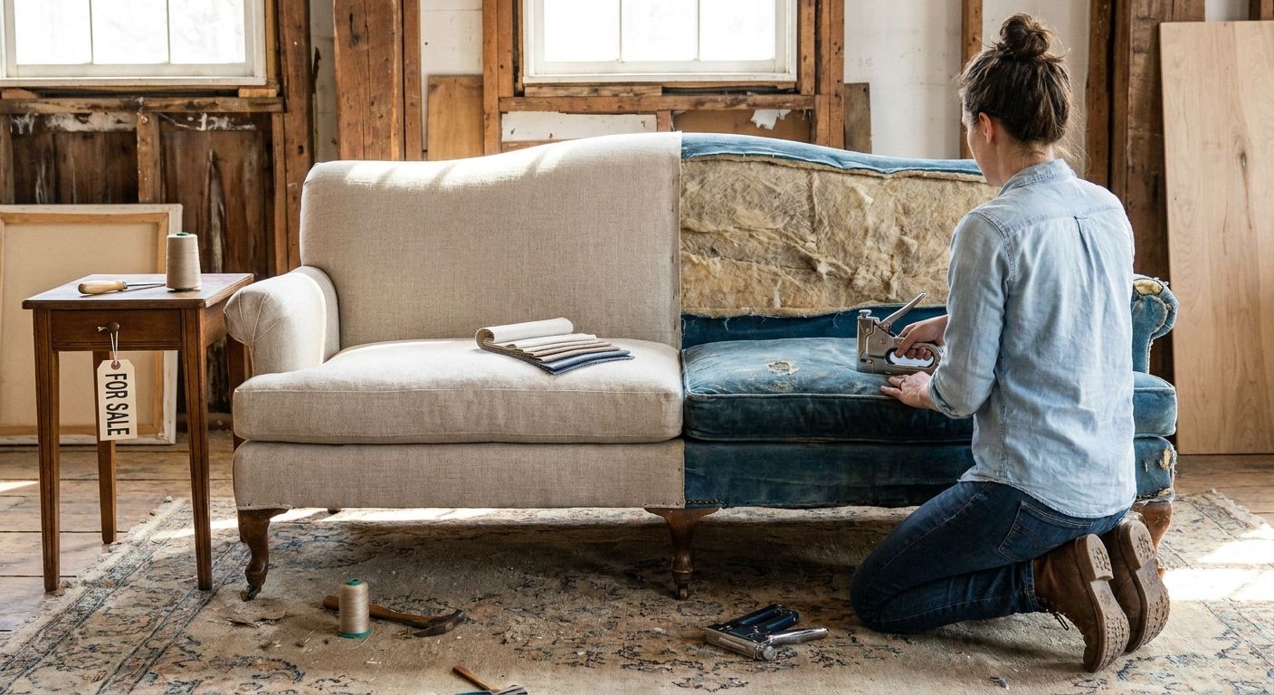 How to reupholster a couch before reselling it