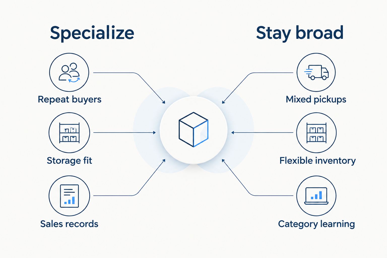 Comparison of specializing in furniture and keeping mixed resale inventory