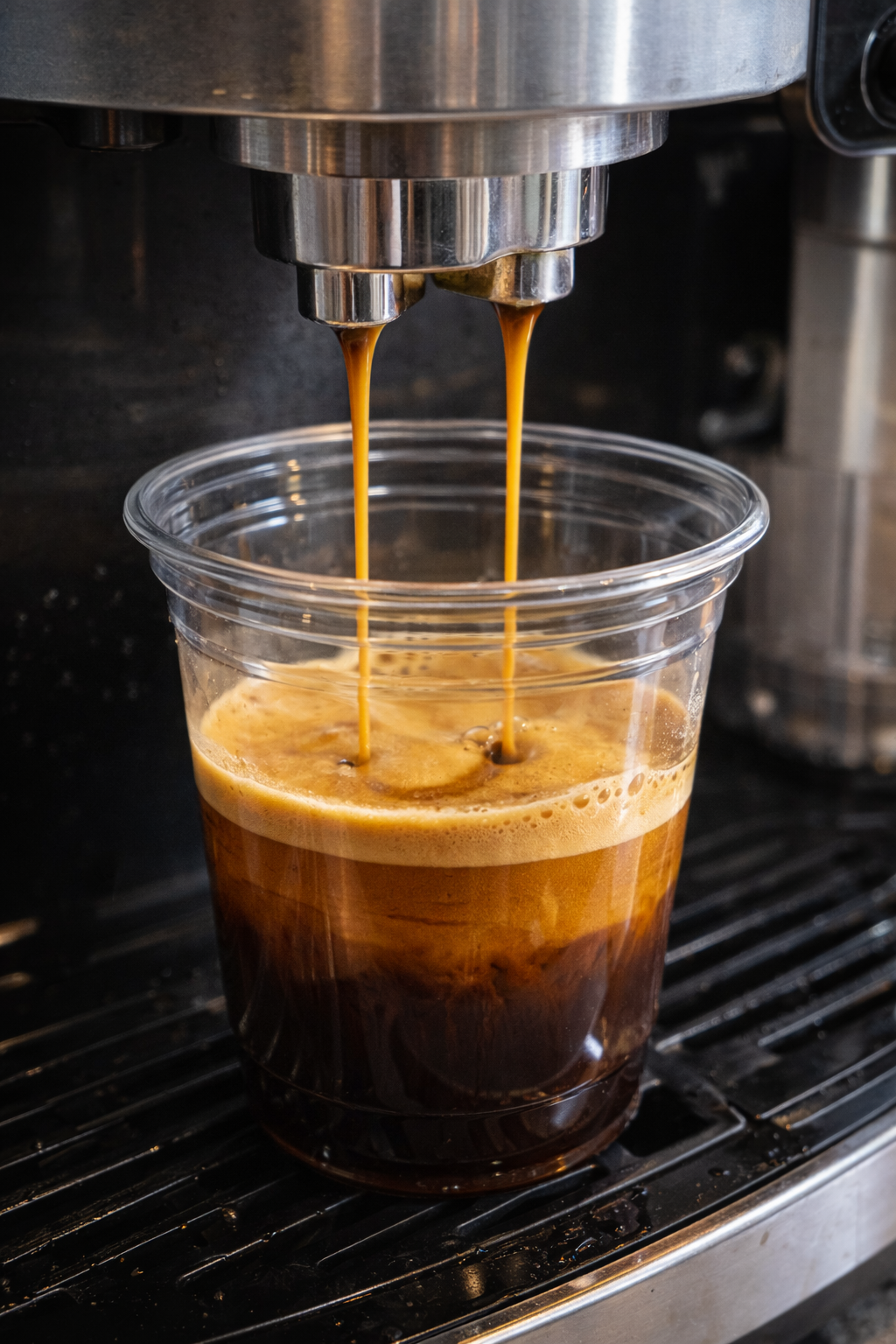 brewing two shots of espresso